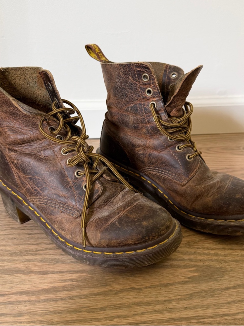 Dr. Martens Brown Clemency Heeled 8-eye Leather Combat Boots - Picture 2 of 5